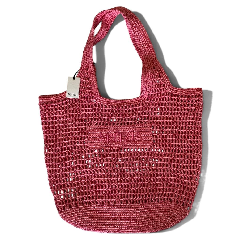 New Pink Aritzia Awayday Tote - Handmade Raffia-Like Tote Bag